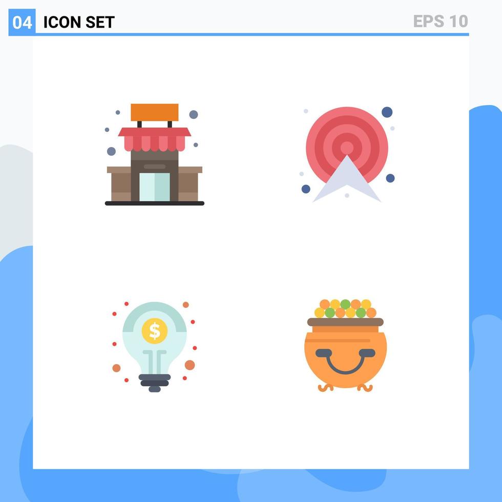 Set of 4 Modern UI Icons Symbols Signs for building financial supermarket direction idea Editable Vector Design Elements