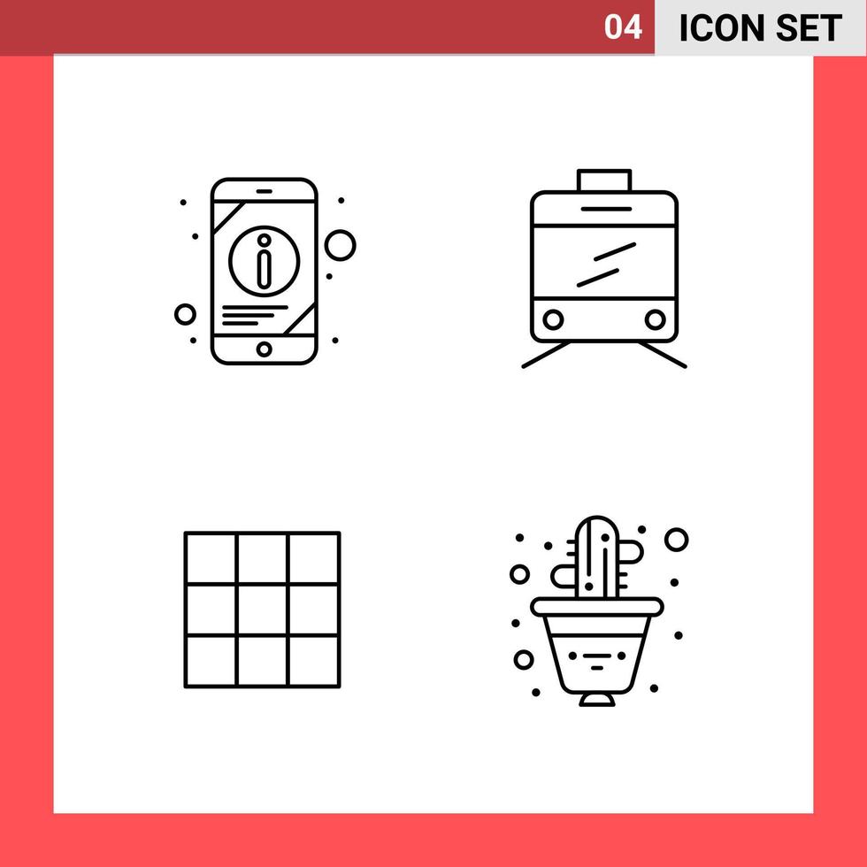 4 Icon Pack Line Style Outline Symbols on White Background Simple Signs for general designing vector