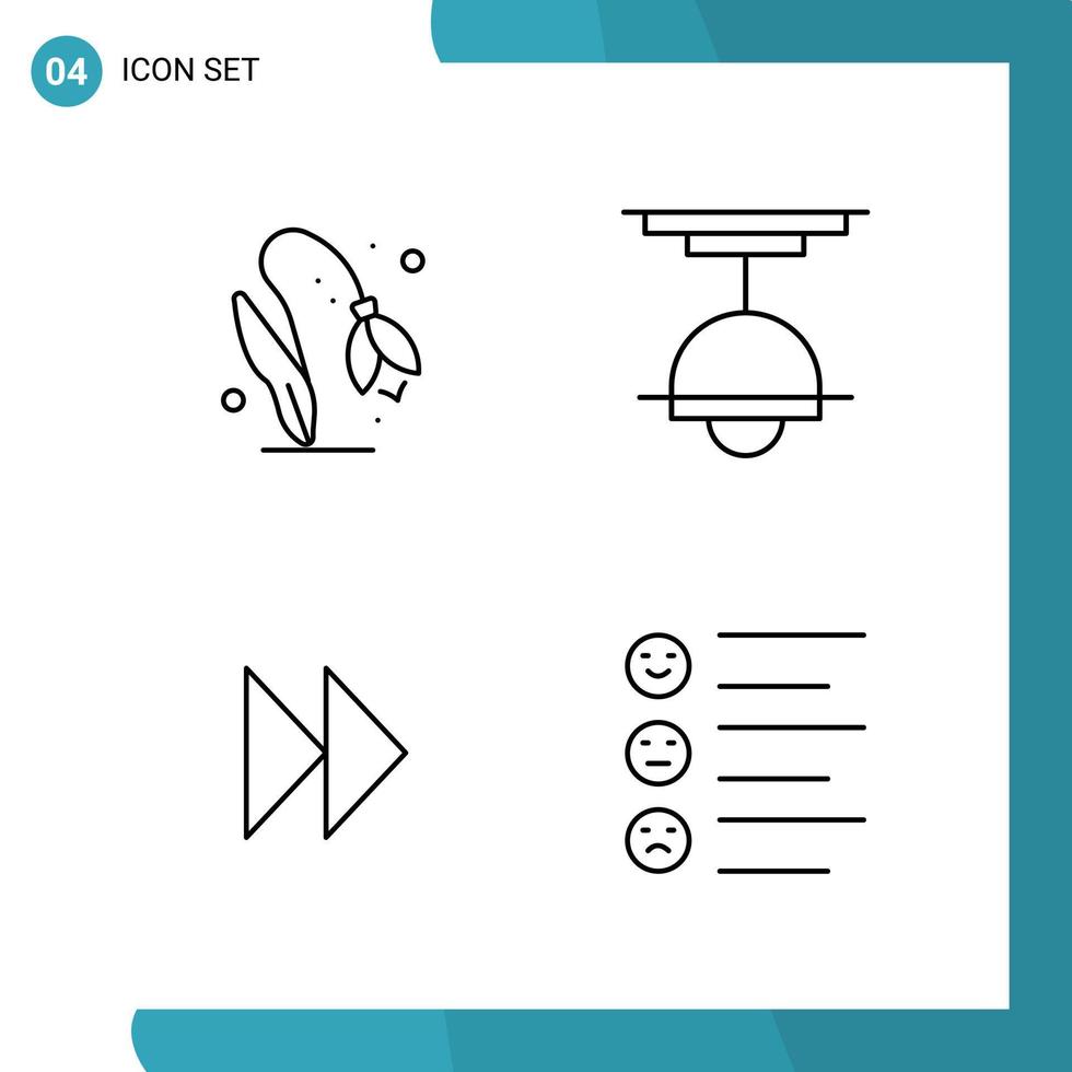 Vector Pack of 4 Outline Symbols Line Style Icon Set on White Background for Web and Mobile