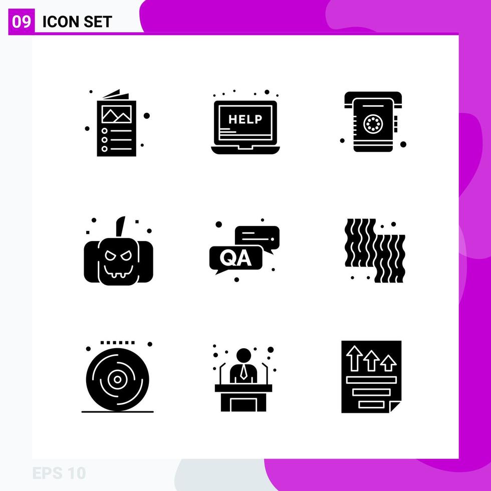Solid Icon set Pack of 9 Glyph Icons isolated on White Background for Web Print and Mobile vector