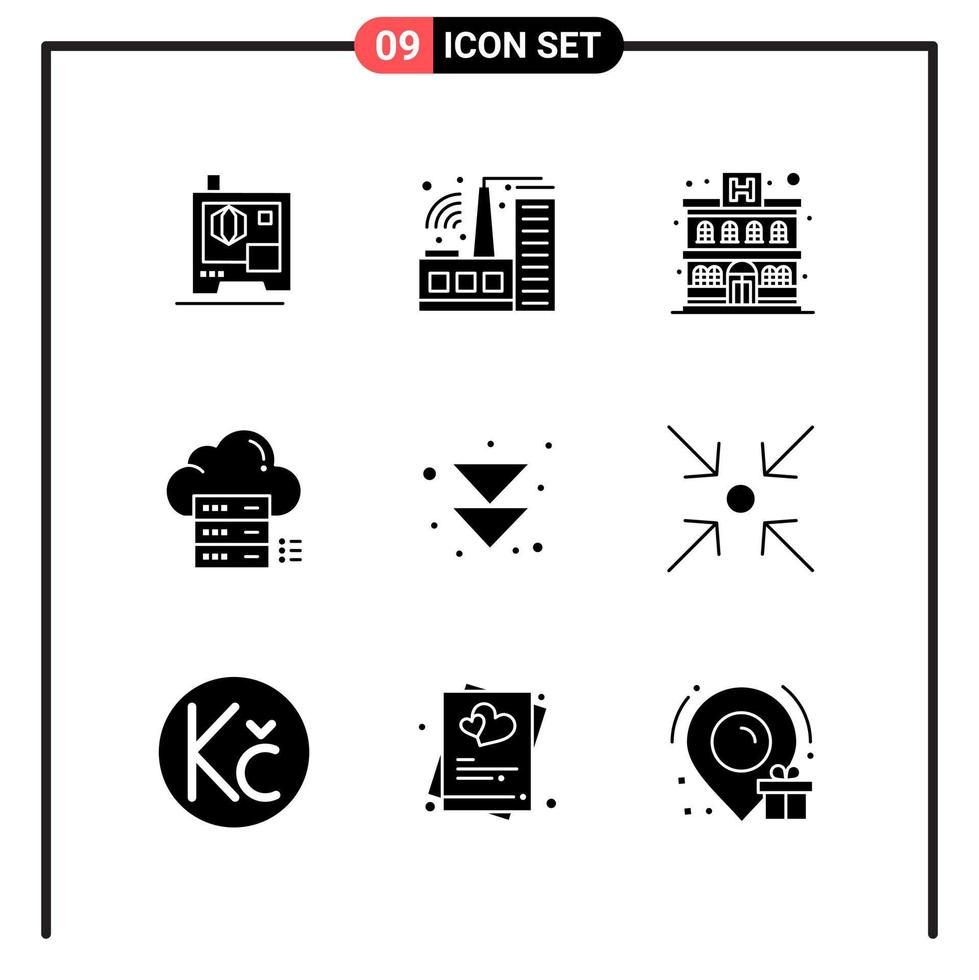 Set of 9 Solid Style Icons for web and mobile Glyph Symbols for print Solid Icon Signs Isolated on White Background 9 Icon Set vector