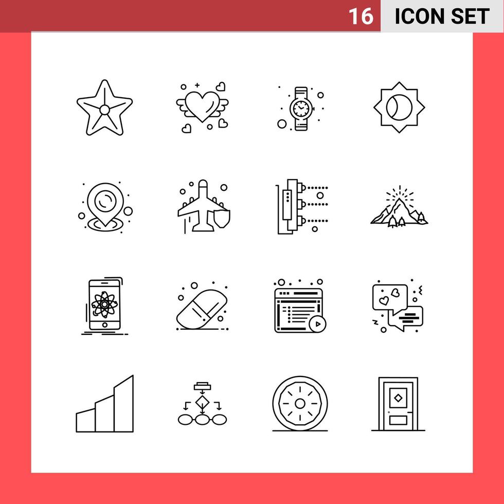 16 Icon Pack Line Style Outline Symbols on White Background Simple Signs for general designing vector