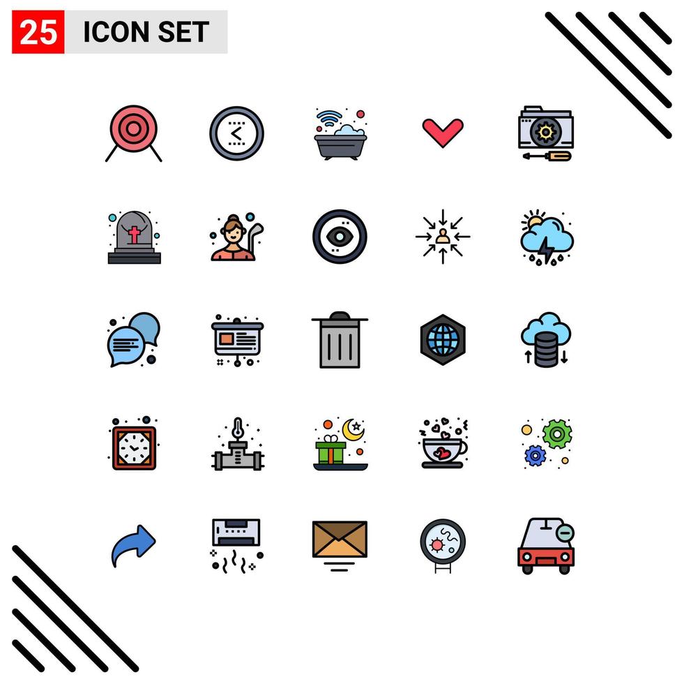 Stock Vector Icon Pack of 25 Line Signs and Symbols for configuration direction bath arrows washroom Editable Vector Design Elements