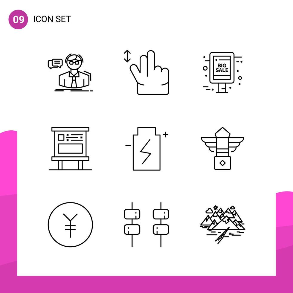 paquete de conjunto de iconos de contorno de 9 iconos de línea aislados en fondo blanco para aplicaciones móviles y de impresión de diseño de sitios web receptivos vector