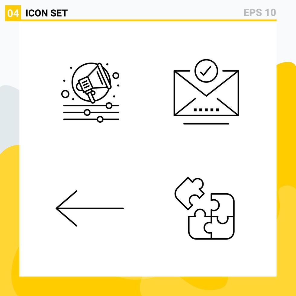 Collection of 4 Universal Line Icons Icon Set for Web and Mobile vector