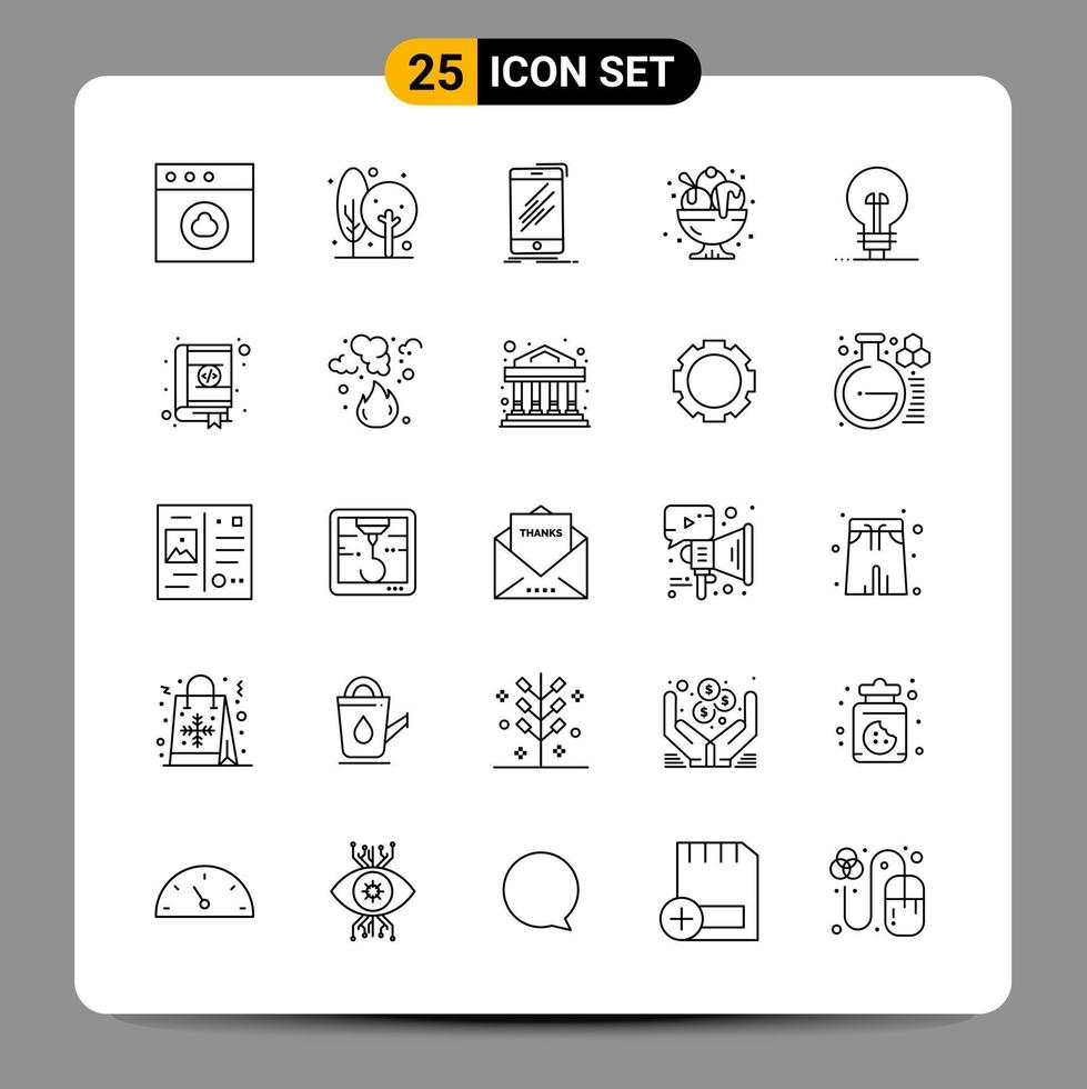 25 Black Icon Pack Outline Symbols Signs for Responsive designs on white background 25 Icons Set vector