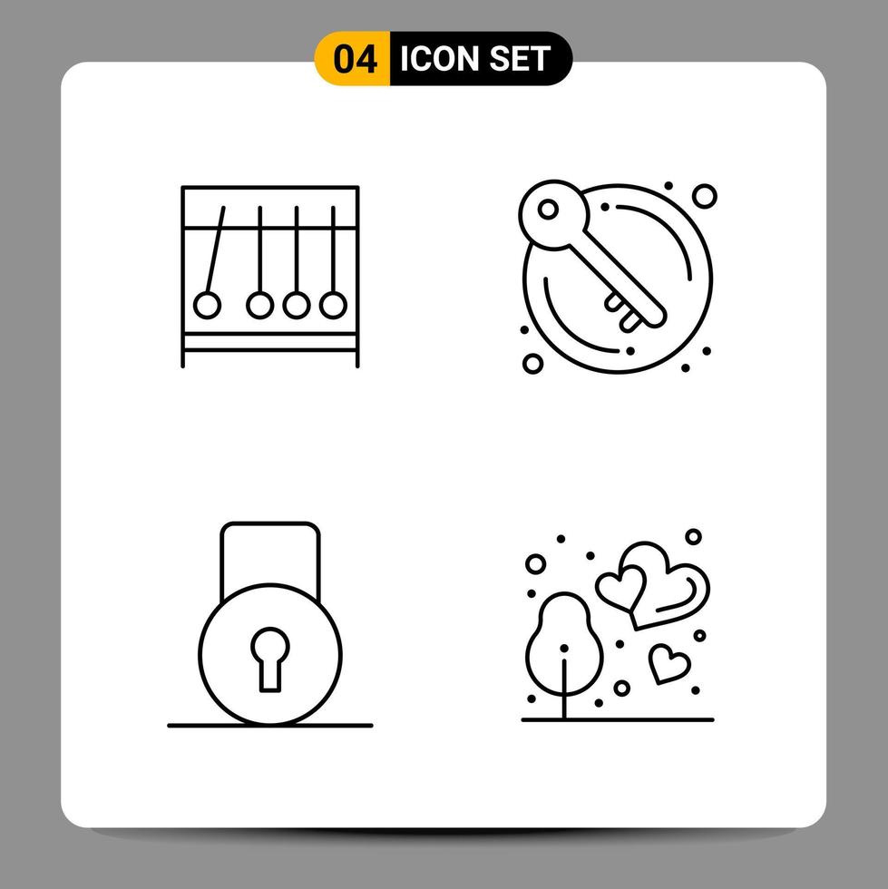 4 Black Icon Pack Outline Symbols Signs for Responsive designs on white background 4 Icons Set vector