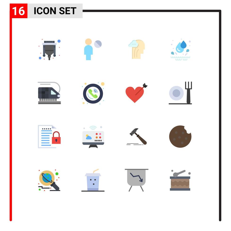 Stock Vector Icon Pack of 16 Line Signs and Symbols for frame transport brain train water Editable Pack of Creative Vector Design Elements