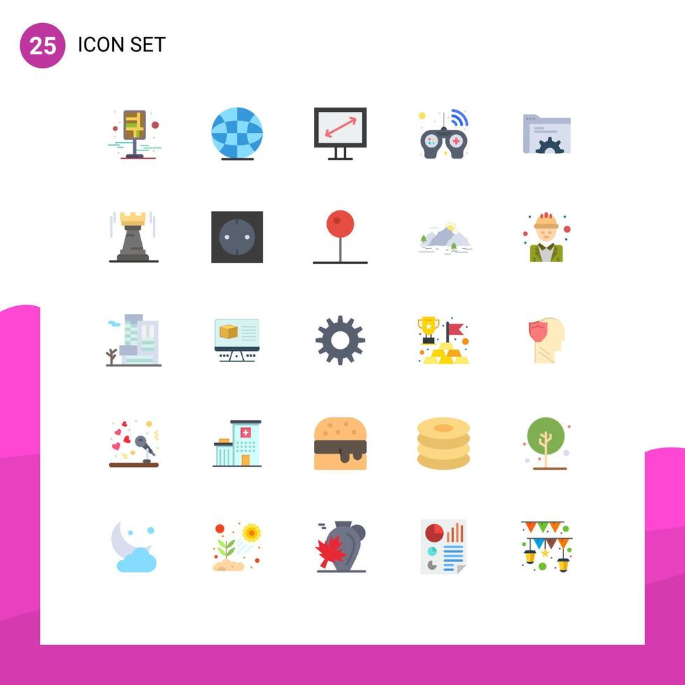 25 Flat Color concept for Websites Mobile and Apps folder gear diagonal smart game Editable Vector Design Elements