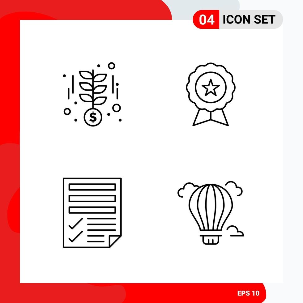 conjunto creativo de 4 iconos de contorno universal aislado sobre fondo blanco vector