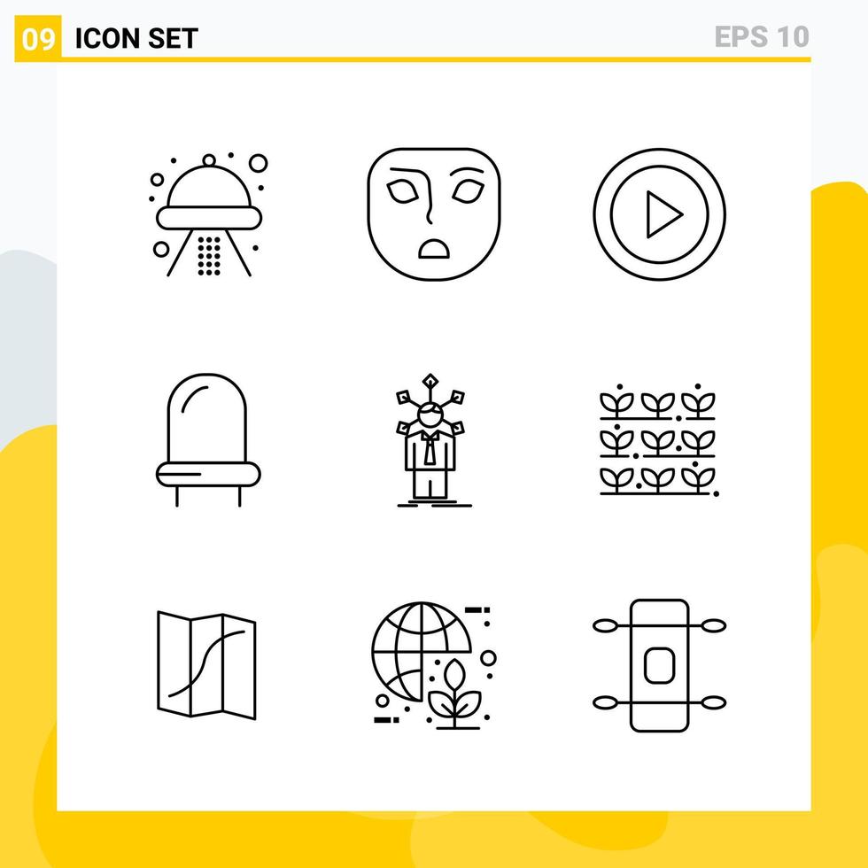 colección de 9 iconos de línea universal conjunto de iconos para web y móvil vector