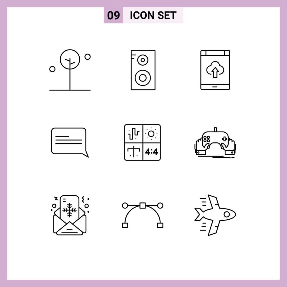 Outline Pack of 9 Universal Symbols of development audio cloud message chat Editable Vector Design Elements