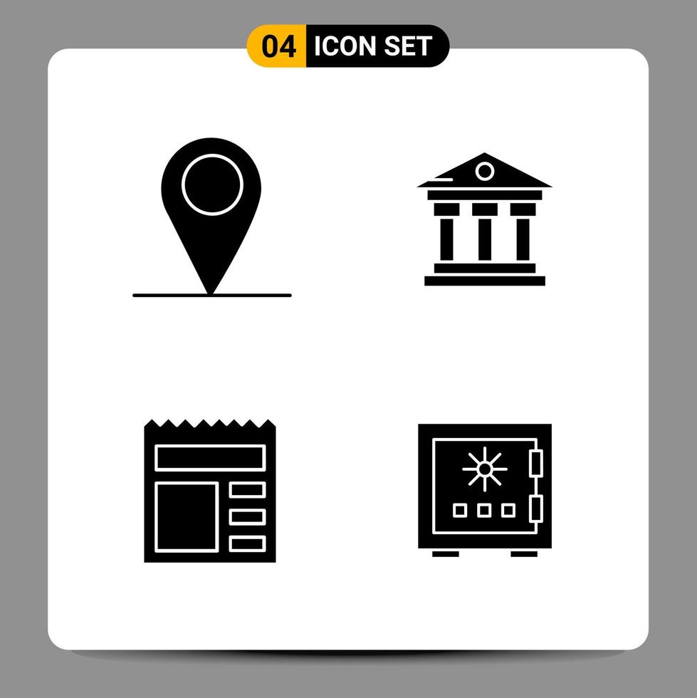 4 Black Icon Pack Glyph Symbols Signs for Responsive designs on white background 4 Icons Set vector