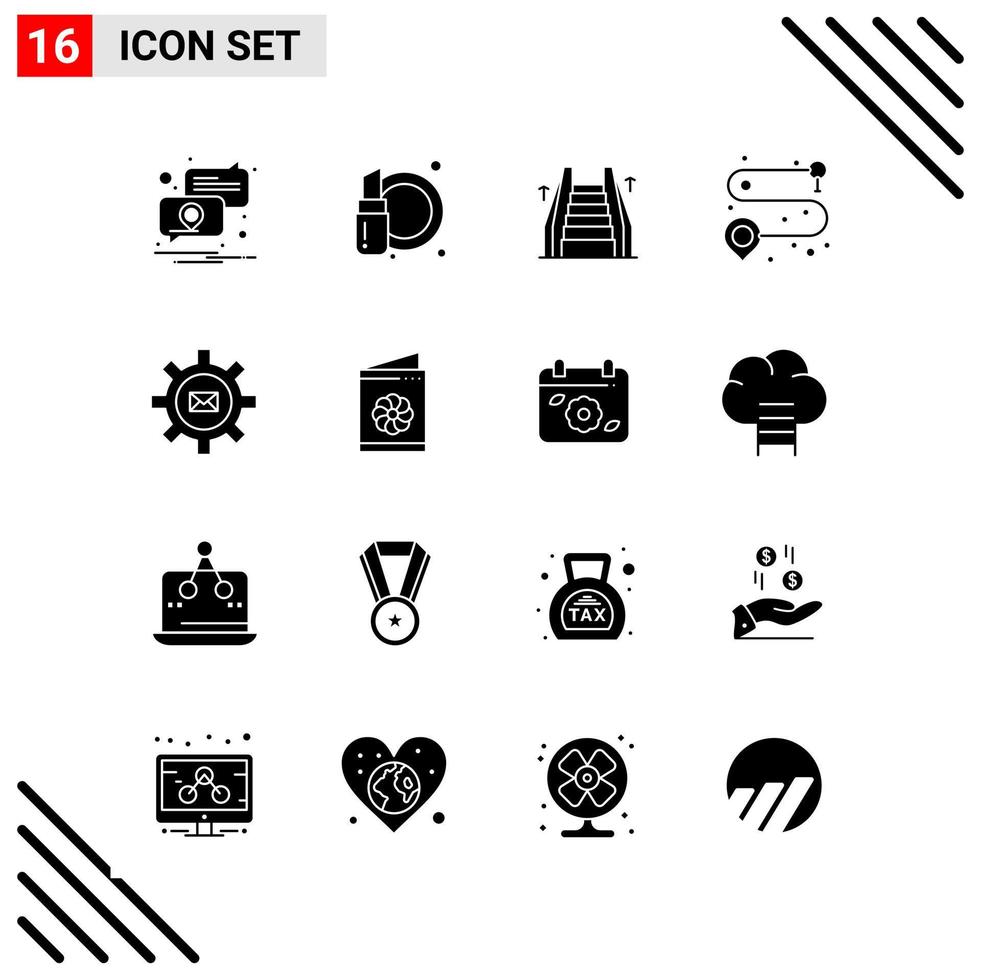 Pixle Perfect Set of 16 Solid Icons Glyph Icon Set for Webite Designing and Mobile Applications Interface vector