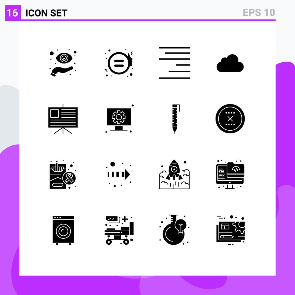 16 Creative Icons Modern Signs and Symbols of business cloudy justice storage cloud Editable Vector Design Elements