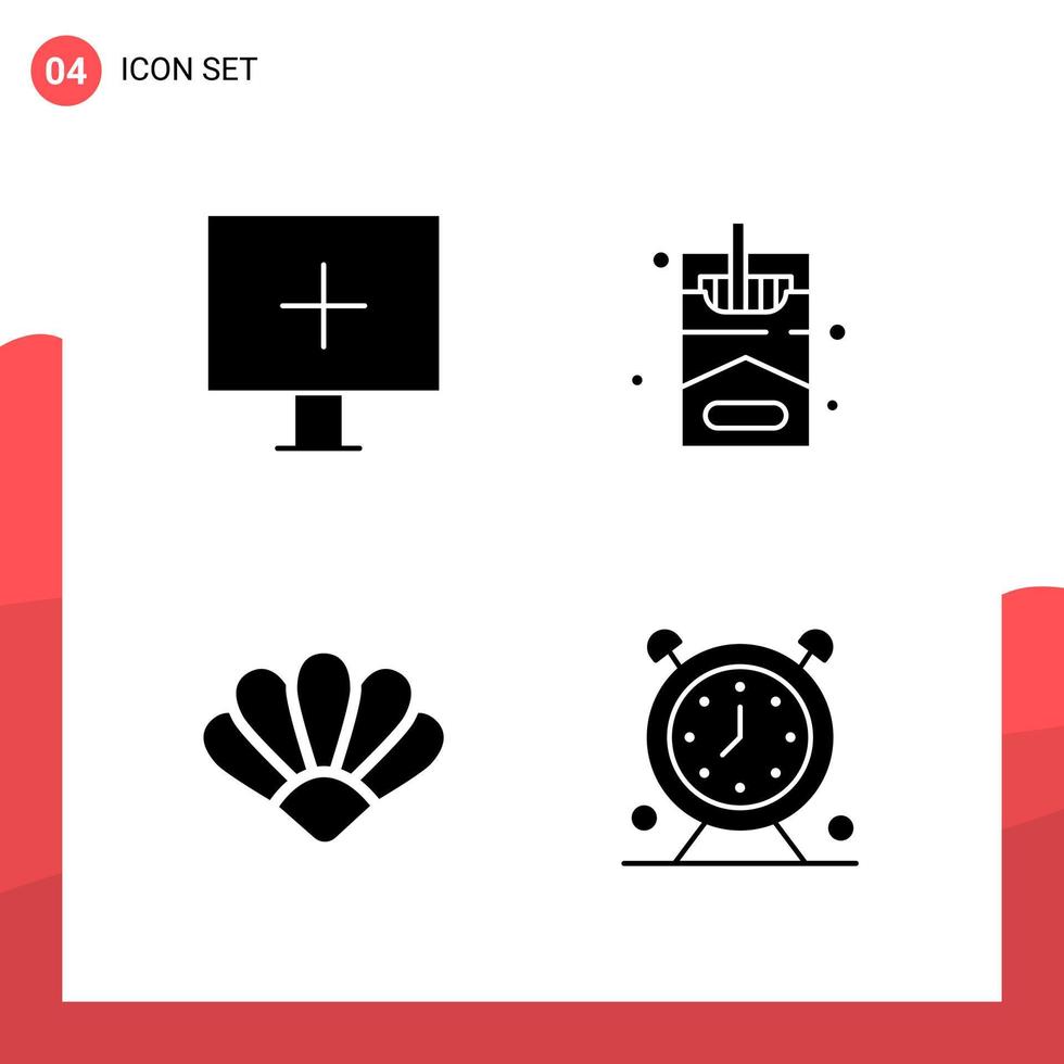 Pack of 4 Universal Glyph Icons for Print Media on White Background vector