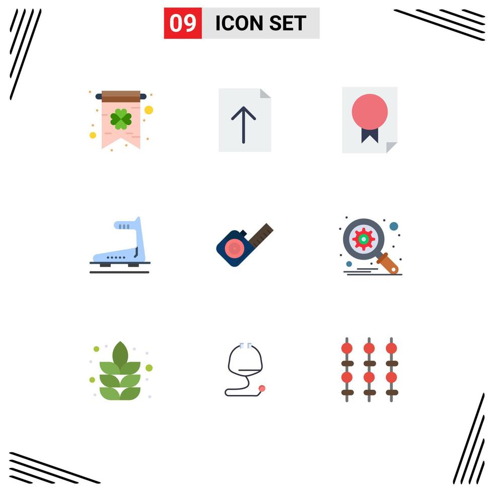9 Universal Flat Colors Set for Web and Mobile Applications tape measure page treadmill running Editable Vector Design Elements