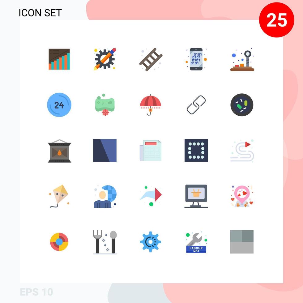 Flat Color Pack of 25 Universal Symbols of search code learning apps binary service Editable Vector Design Elements