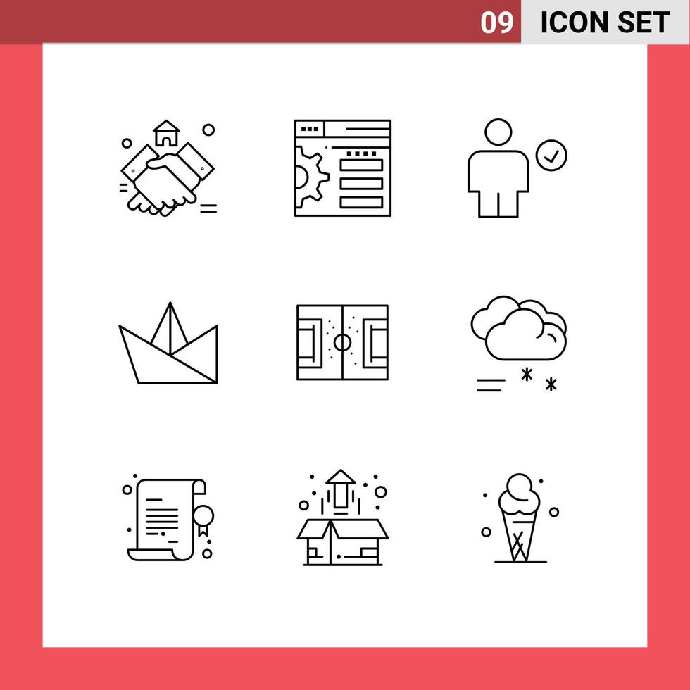 Pictogram Set of 9 Simple Outlines of football paper avatar origami done Editable Vector Design Elements