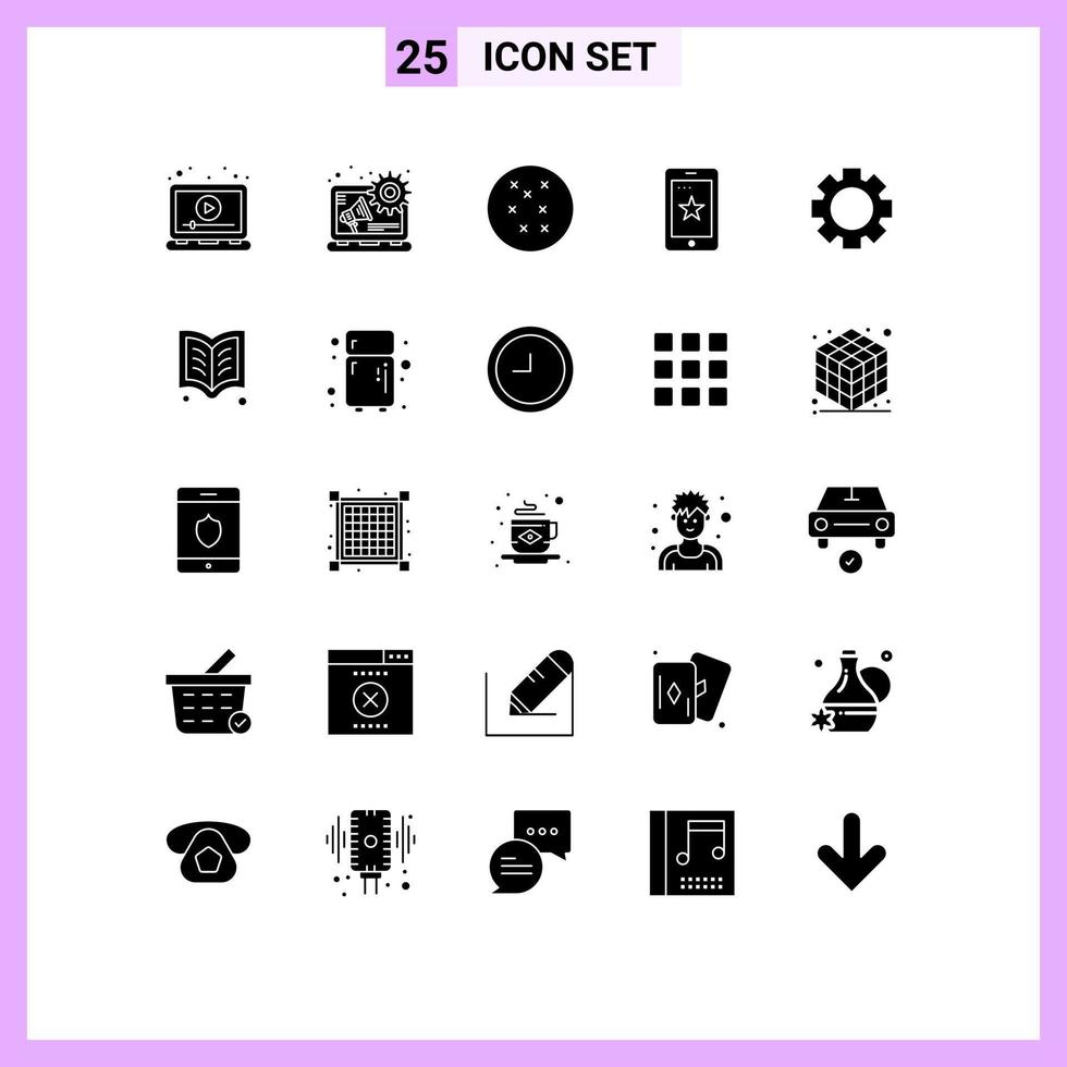 Pack of 25 Modern Solid Glyphs Signs and Symbols for Web Print Media such as book wheel cross stitch setting ireland Editable Vector Design Elements