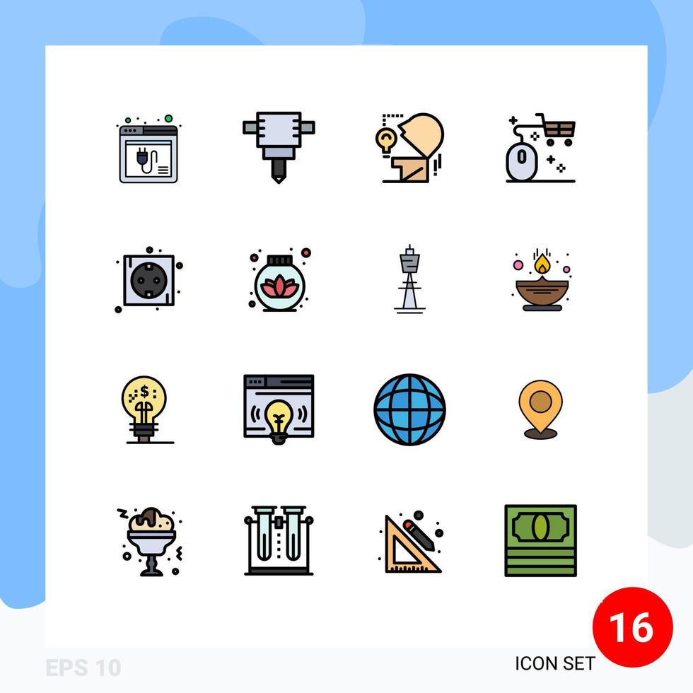 16 iconos creativos signos y símbolos modernos de la cabeza del tablero de energía ratón de compras elementos de diseño de vectores creativos editables