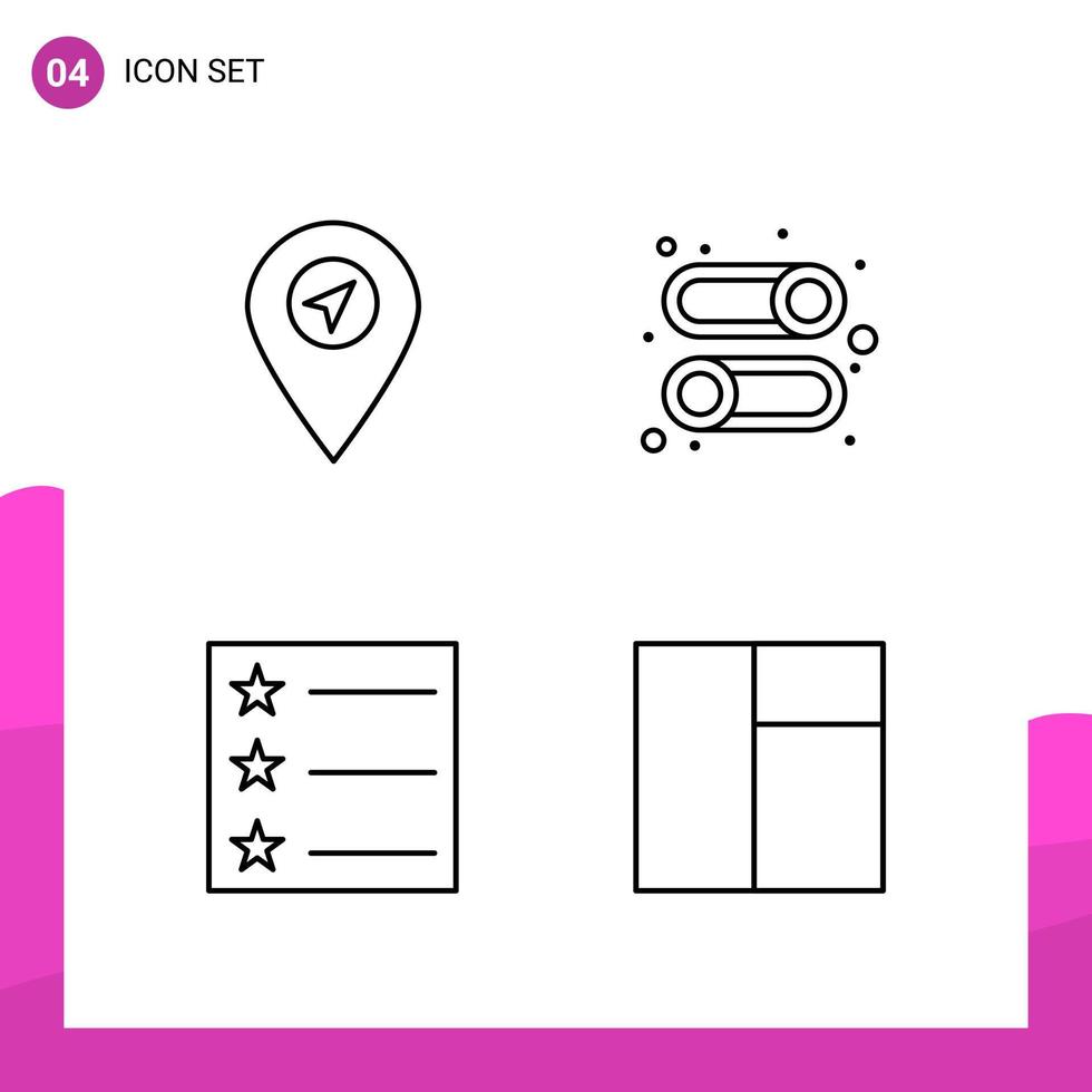 conjunto de iconos de contorno paquete de 4 iconos de línea aislados en fondo blanco para diseño de sitio web receptivo aplicaciones móviles e impresas vector