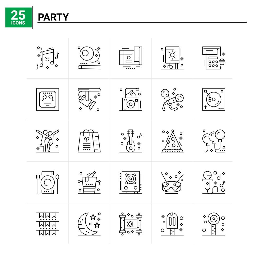 25 Party icon set vector background