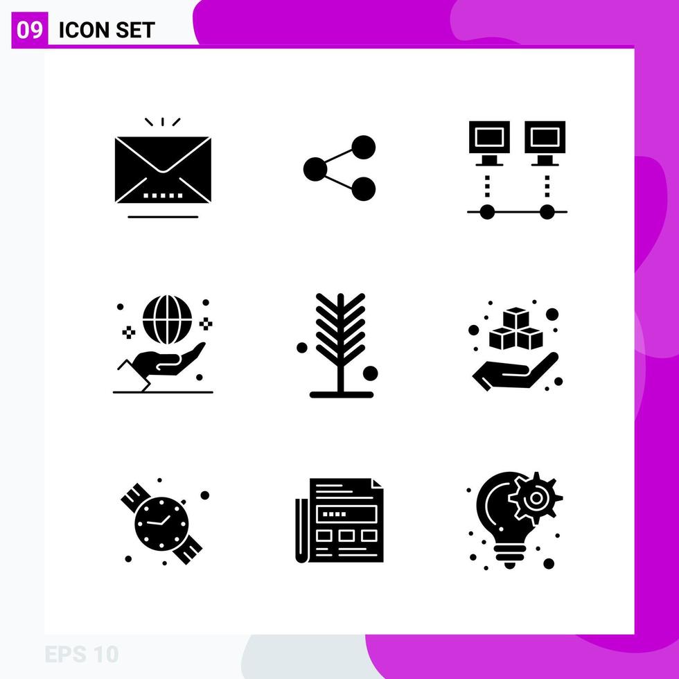 Solid Icon set Pack of 9 Glyph Icons isolated on White Background for Web Print and Mobile vector