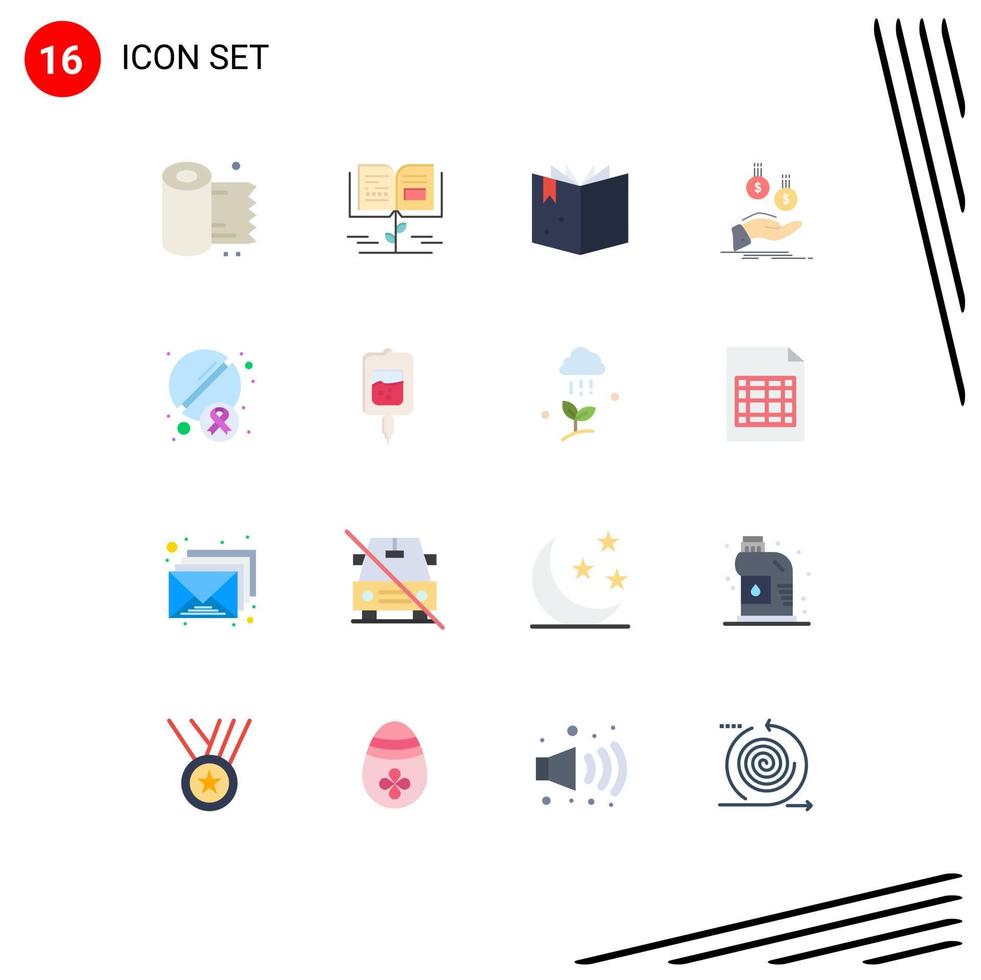 Set of 16 Modern UI Icons Symbols Signs for tablet money book payment hand Editable Pack of Creative Vector Design Elements