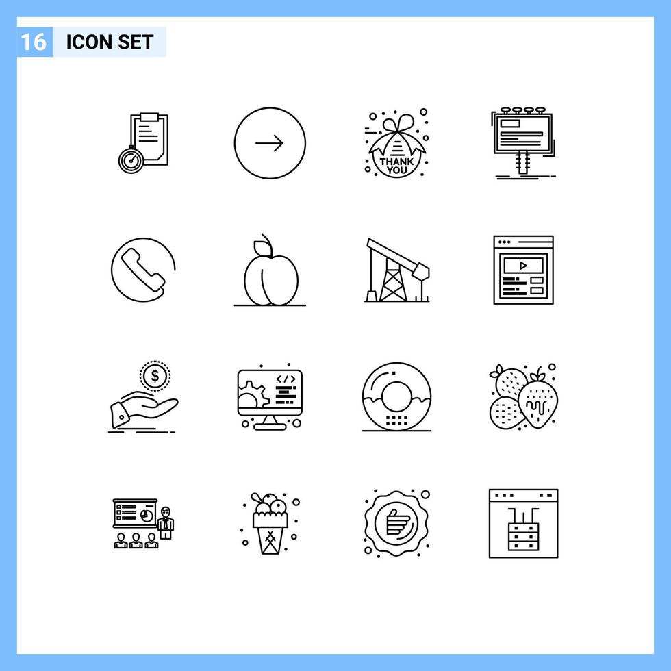 Modern Set of 16 Outlines Pictograph of promo advertising next advertisement thanksgiving Editable Vector Design Elements