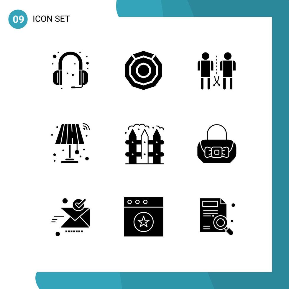 Modern Set of 9 Solid Glyphs and symbols such as farm light family lamp shared Editable Vector Design Elements