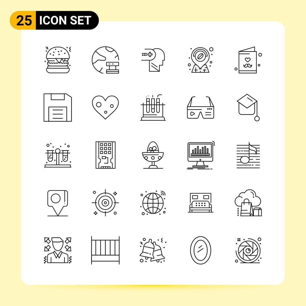 25 iconos creativos para el diseño moderno de sitios web y aplicaciones móviles receptivas 25 símbolos de contorno signos sobre fondo blanco paquete de 25 iconos vector