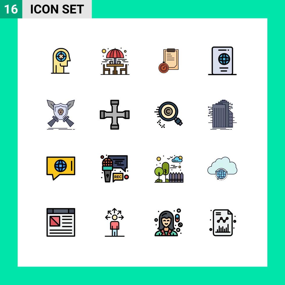 16 Creative Icons Modern Signs and Symbols of travel summer sitting table passport time Editable Creative Vector Design Elements