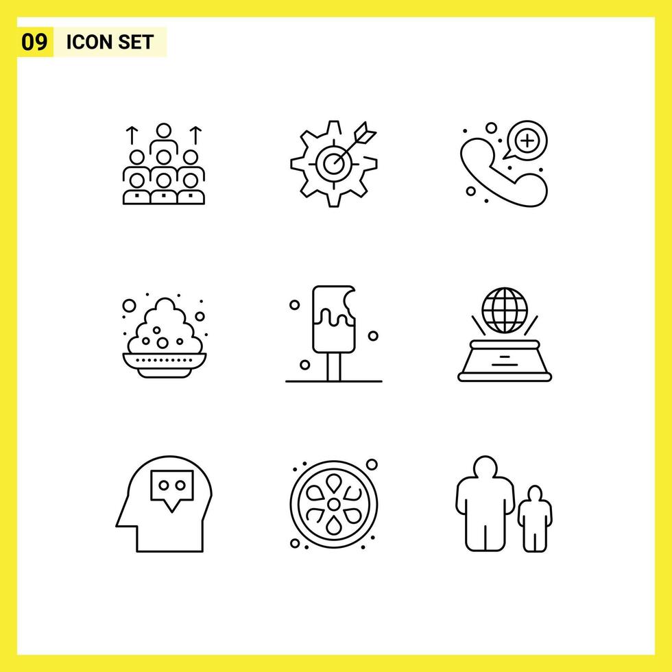 Set of 9 Modern UI Icons Symbols Signs for colour emergency configure contact target Editable Vector Design Elements