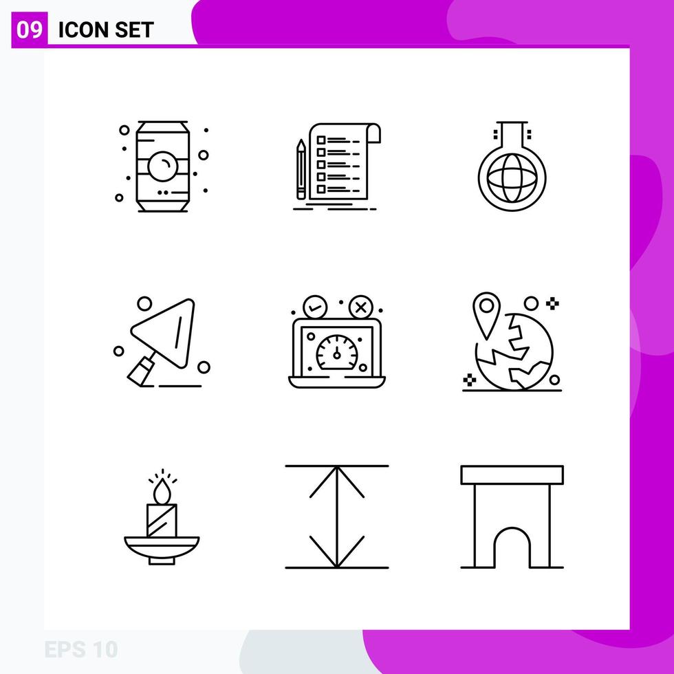 Line Icon set Pack of 9 Outline Icons isolated on White Background for Web Print and Mobile vector