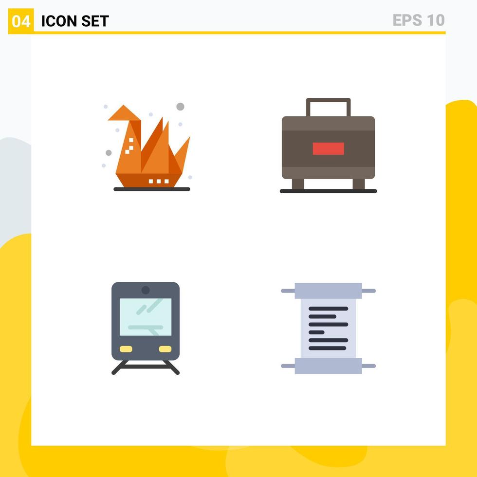 Set of 4 Modern UI Icons Symbols Signs for design transportation paper travel paper Editable Vector Design Elements
