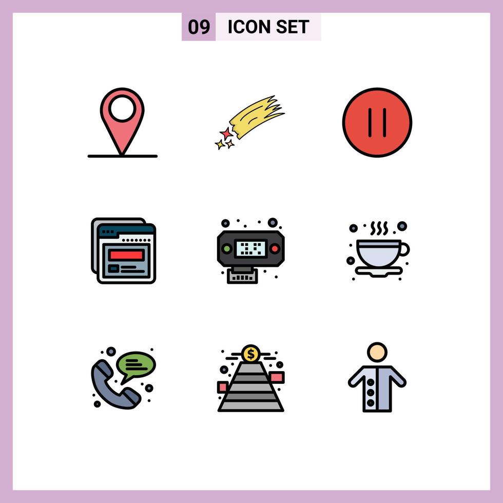 Pictogram Set of 9 Simple Filledline Flat Colors of data help control web page Editable Vector Design Elements