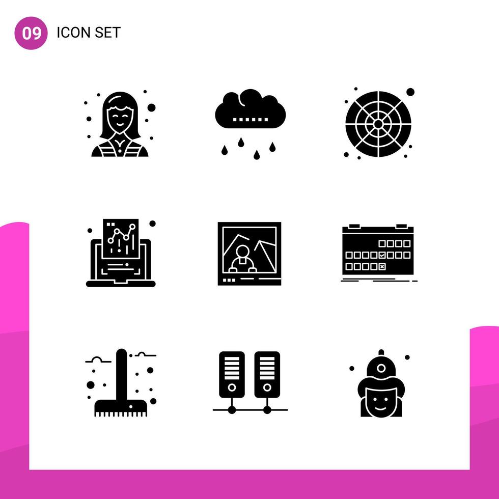 Glyph Icon set Pack of 9 Solid Icons isolated on White Background for responsive Website Design Print and Mobile Applications vector