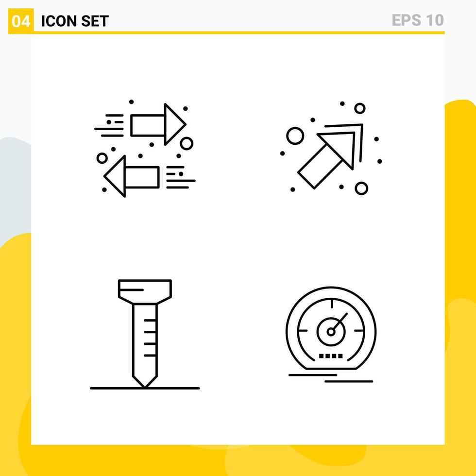 Collection of 4 Universal Line Icons Icon Set for Web and Mobile vector