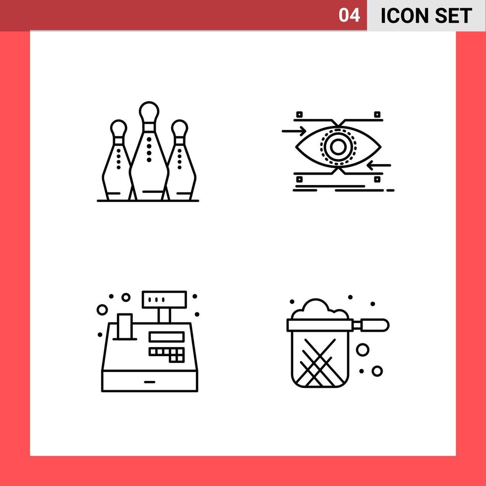 4 Icon Pack Line Style Outline Symbols on White Background Simple Signs for general designing vector