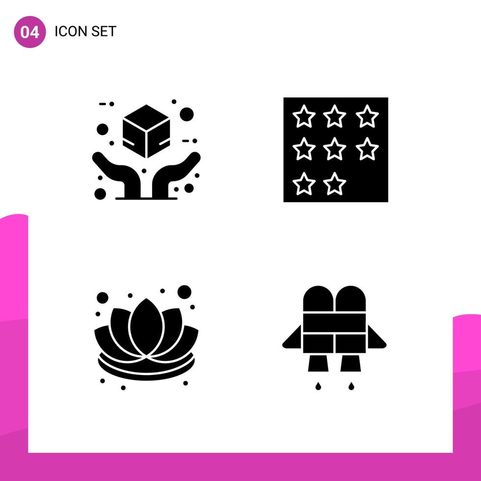 Glyph Icon set Pack of 4 Solid Icons isolated on White Background for responsive Website Design Print and Mobile Applications vector