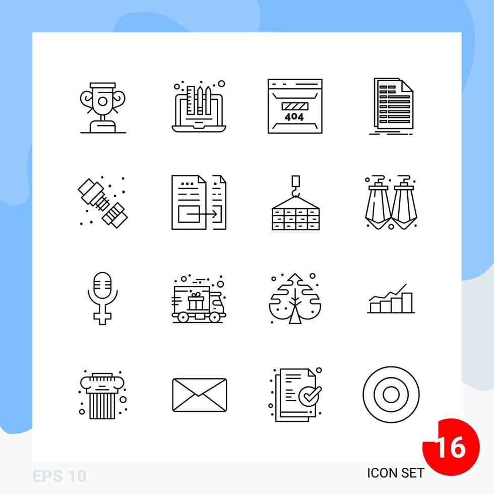 paquete moderno de 16 símbolos de contorno de línea de iconos aislados en fondo blanco para el diseño de sitios web vector