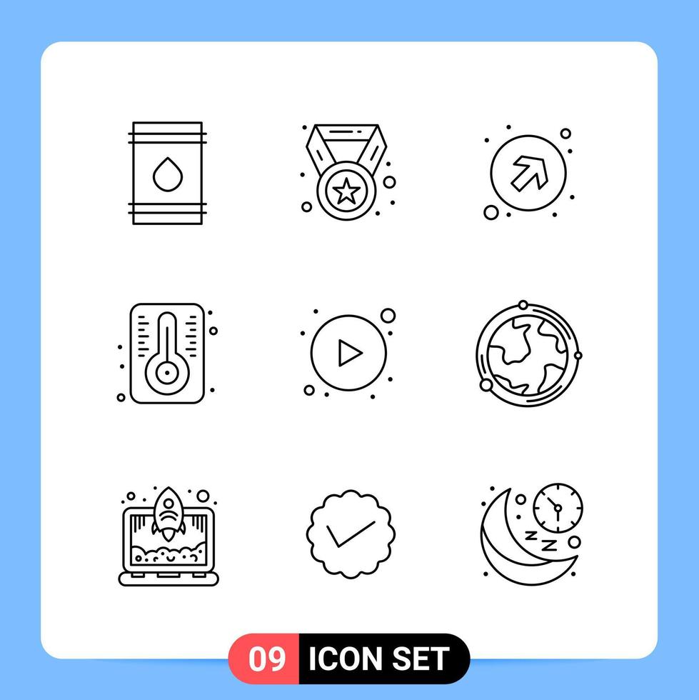 9 Line Black Icon Pack Outline Symbols for Mobile Apps isolated on white background 9 Icons Set vector