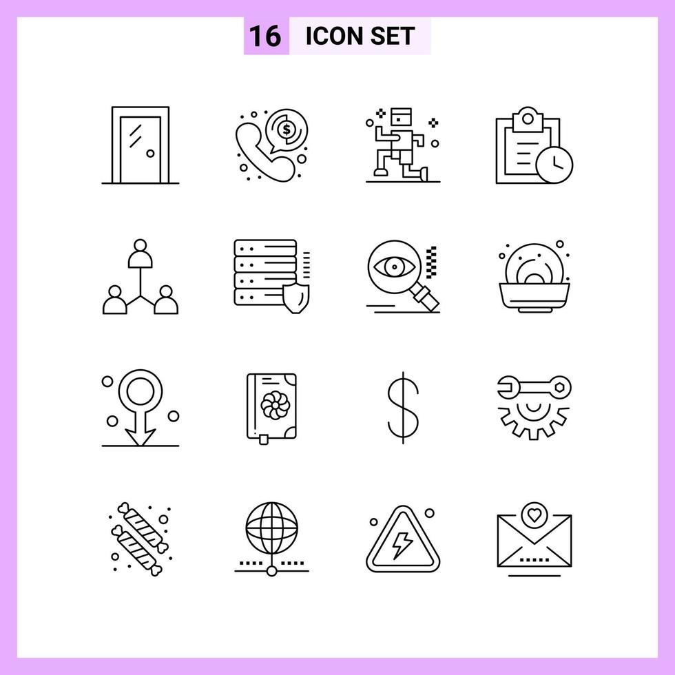 16 Icons in Line Style Outline Symbols on White Background Creative Vector Signs for Web mobile and Print