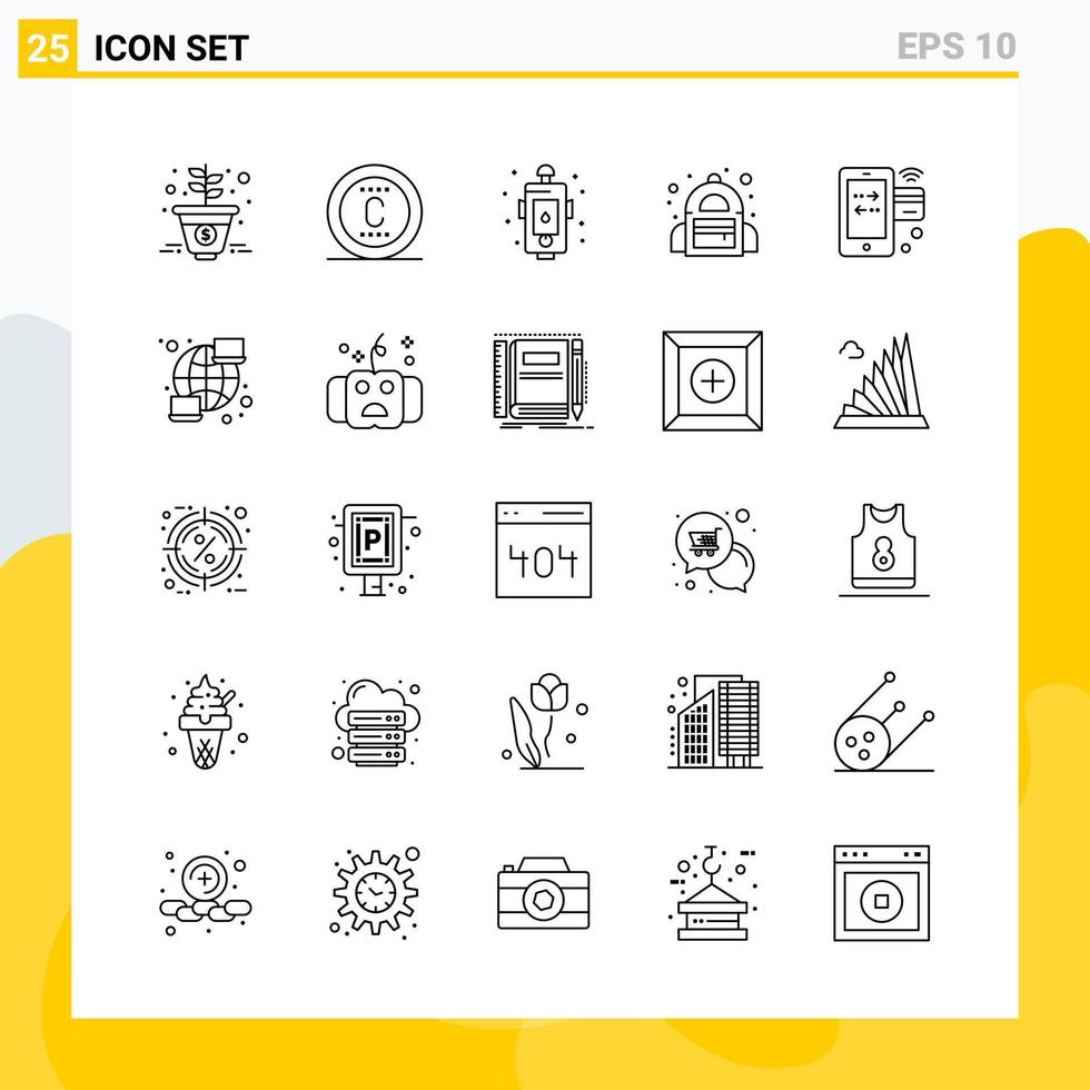 Collection of 25 Universal Line Icons Icon Set for Web and Mobile vector
