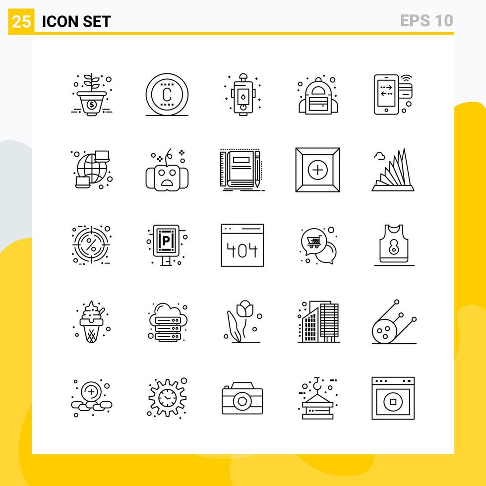 colección de 25 iconos de línea universal conjunto de iconos para web y móvil vector