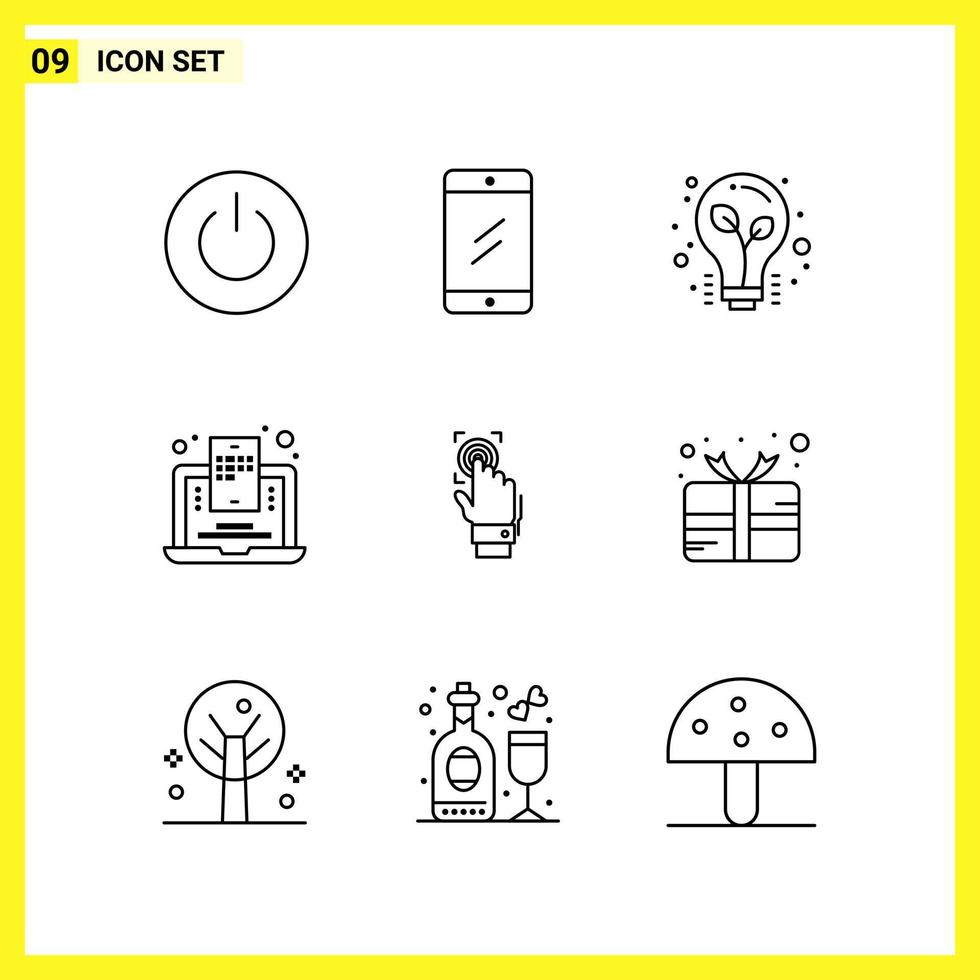 9 Icon Set Simple Line Symbols Outline Sign on White Background for Website Design Mobile Applications and Print Media vector