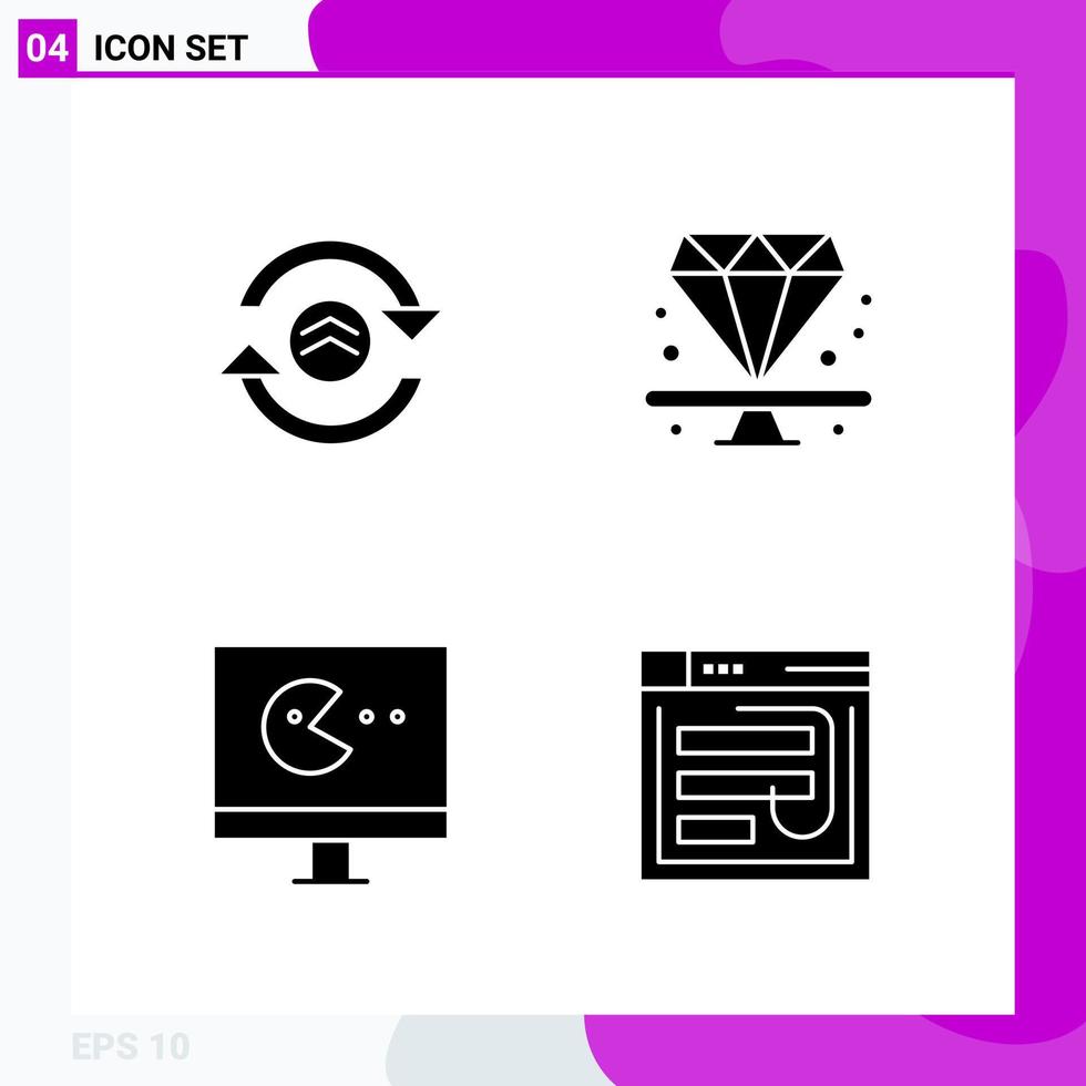 paquete de conjunto de iconos sólidos de 4 iconos de glifo aislados en fondo blanco para impresión web y móvil vector