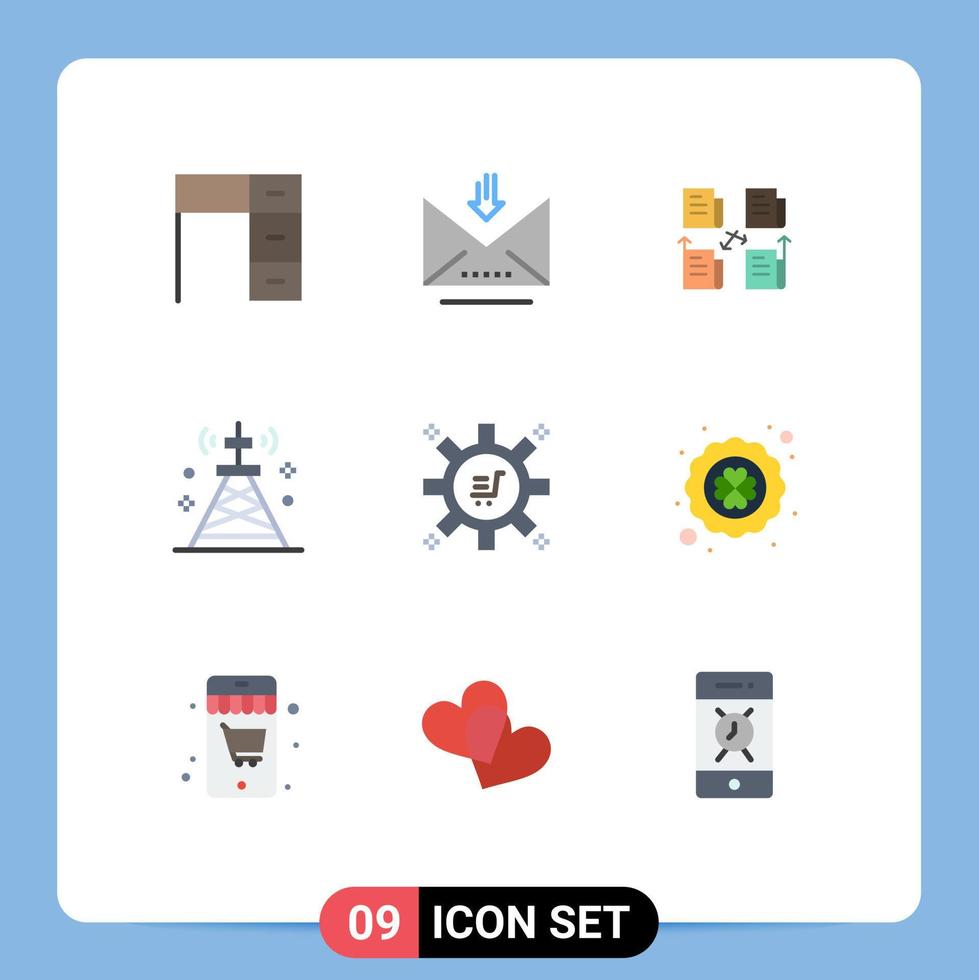 Flat Color Pack of 9 Universal Symbols of technology network retrieve communications data Editable Vector Design Elements