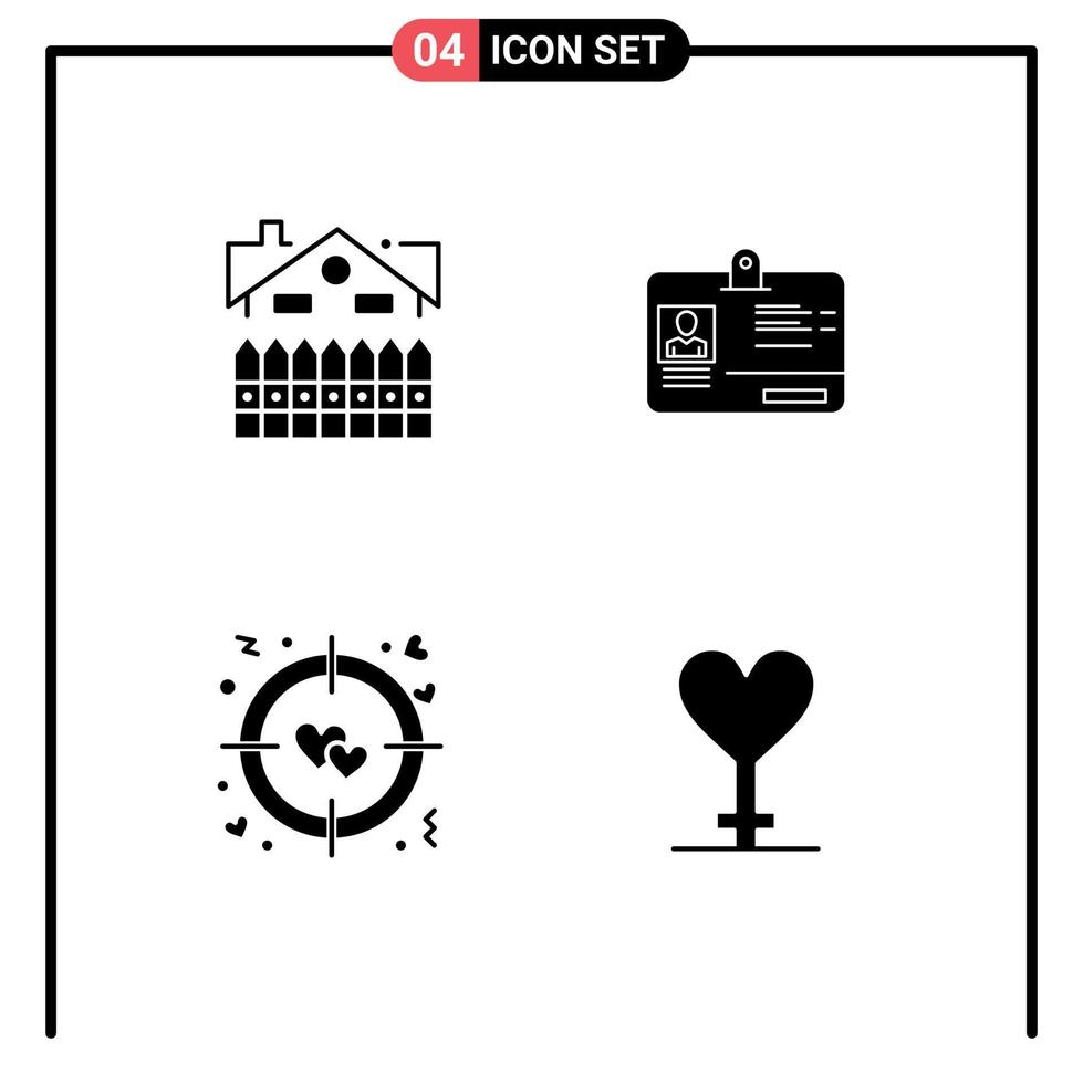 Pictogram Set of Simple Solid Glyphs of apartment heart fence card target Editable Vector Design Elements